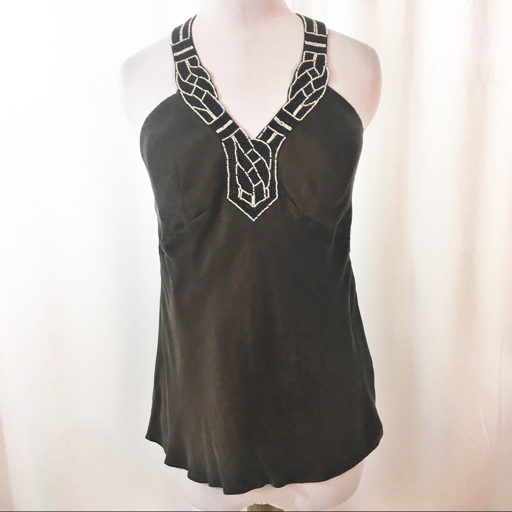 Vintage w/tags Ann Taylor embellished silk halter